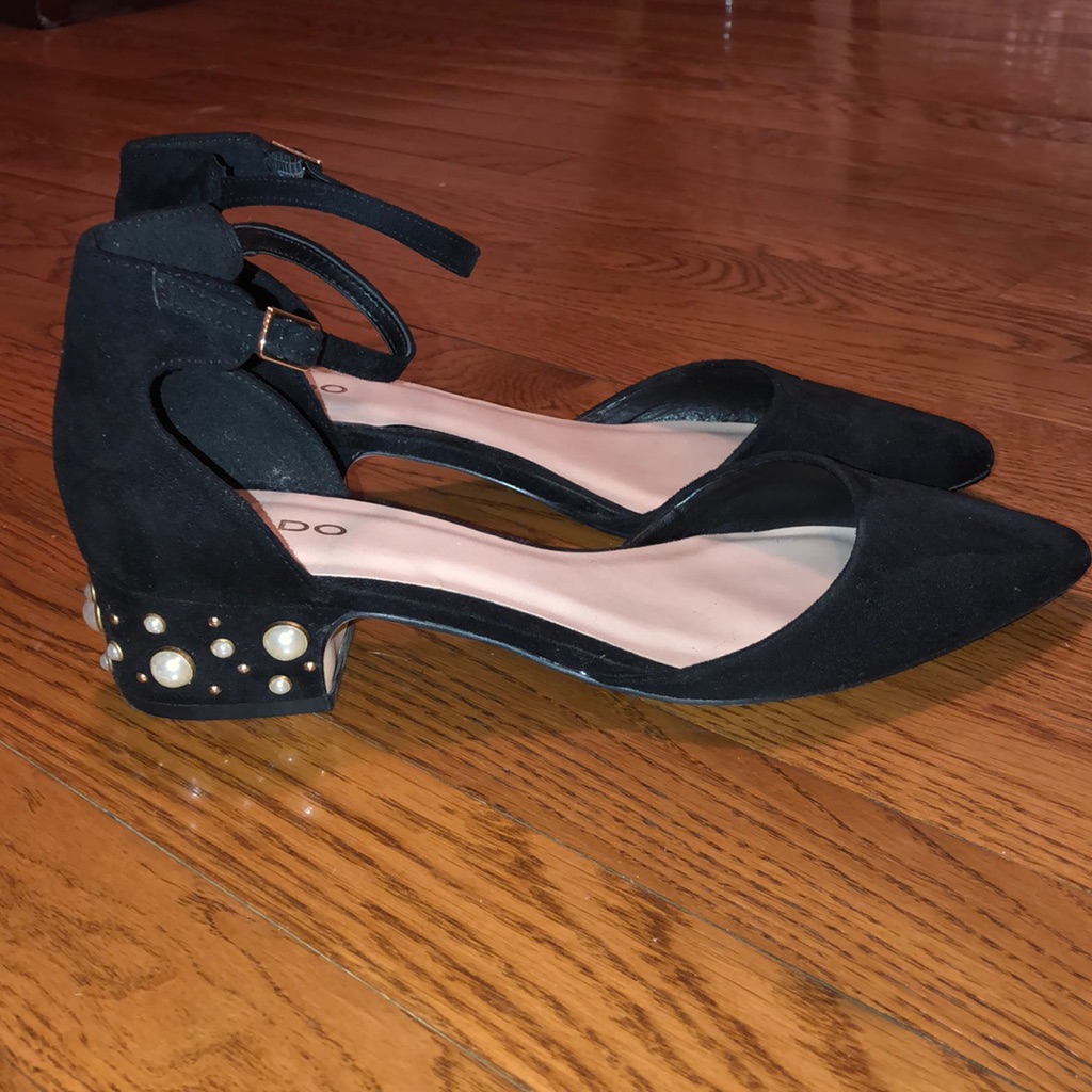 Aldo Black Pearl-Embellished Heels